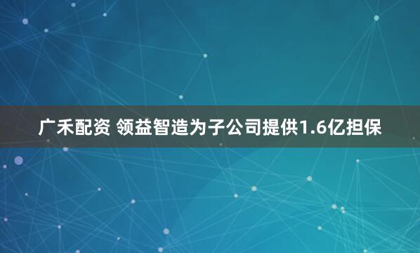 广禾配资 领益智造为子公司提供1.6亿担保